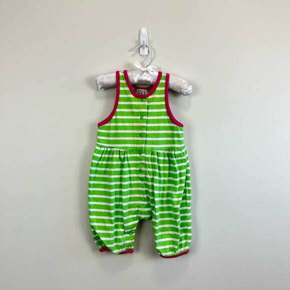Vintage Gap Green Striped Jumpsuit Small (3-6 Months) - Picture 1 of 7